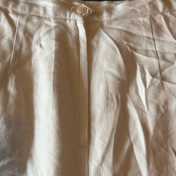 Glenbrooke Vtg 14 Cream Herringbone Pleated Midi Pencil Skirt‎ Lined Secretary - Picture 4 of 10